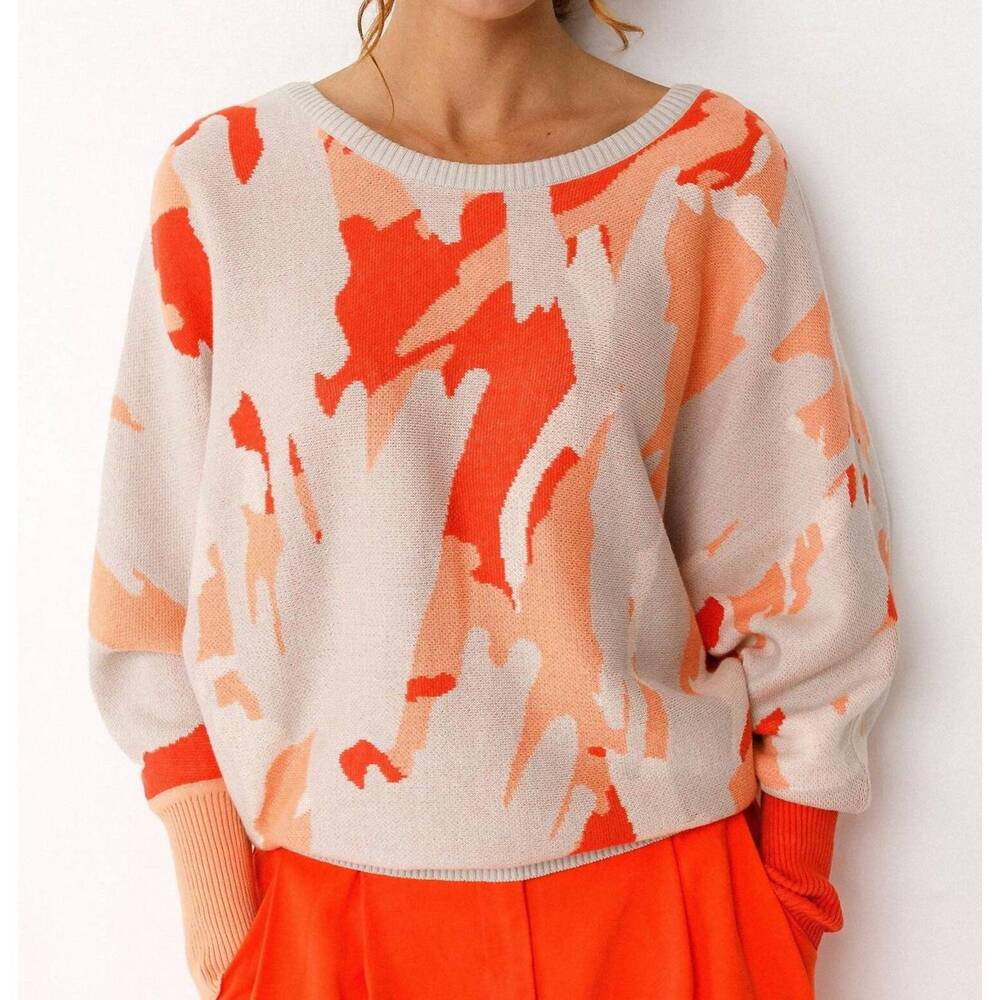 NEW SKFK ribbed knit sweater in orange multi